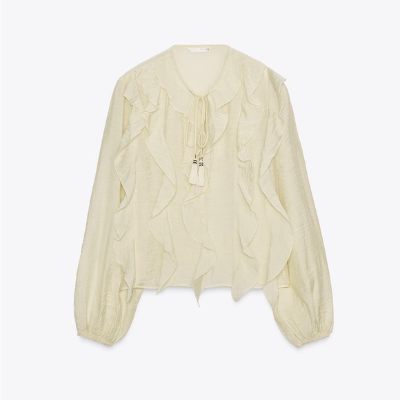 Zara RUFFLED ROMANTIC BLOUSE Size M - Picture 3 of 10